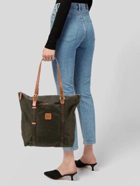 Bric’s X-Bag Large Nylon Shopping Tote – Black w/ Tan Leather 🔥